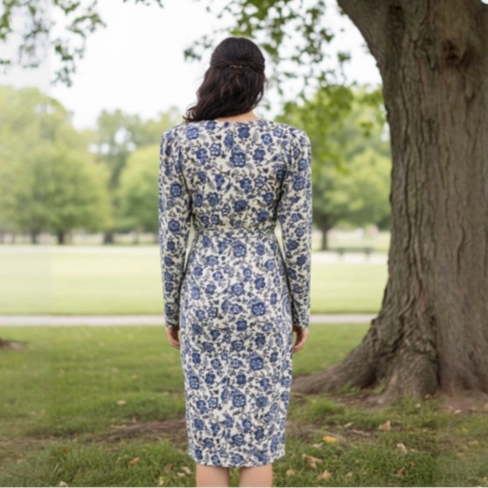 Moon River Blue Floral Corduroy Dress By Anthropologie - Picture 5 of 12